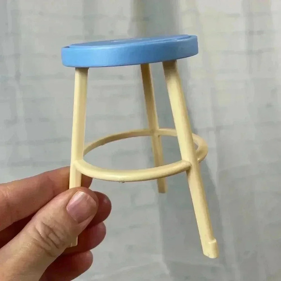 Barbie Furniture bar stool seat Chair Blue Cream Classic Replacement Seat Ken - Picture 3 of 5